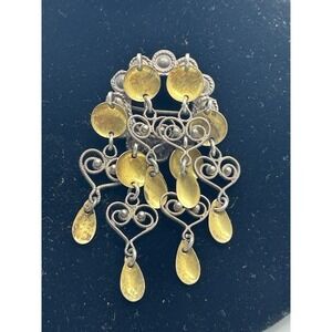 Vintage H.S. Solje Norway  Silver Bridal Wedding Pin Brooch 2 1/4" long